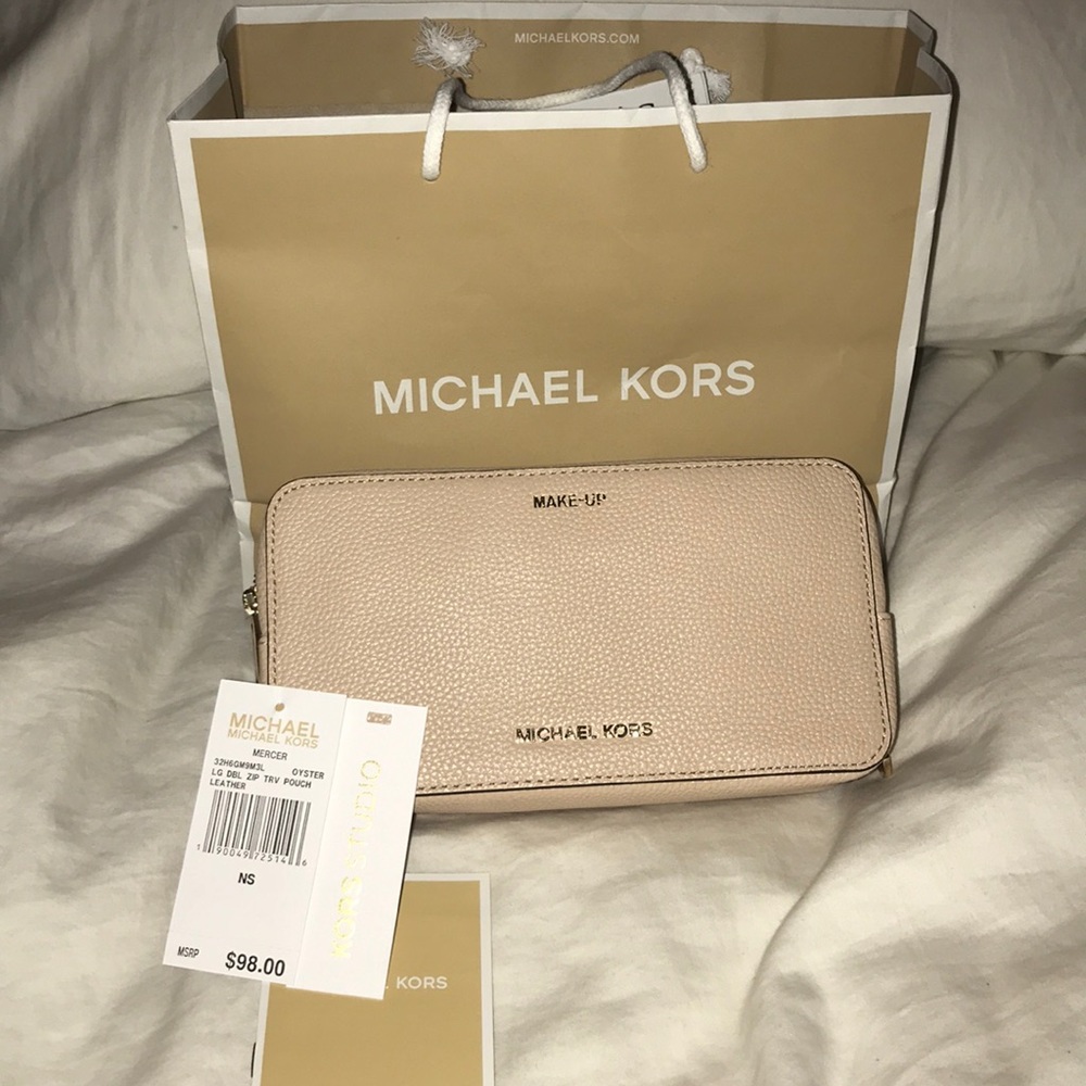 NWT Michael Kors leather makeup bag